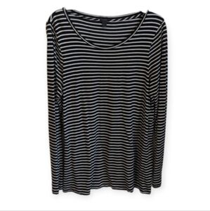J. Crew Black and White Striped Long Sleeve Tee Size Large